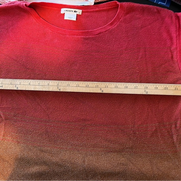 Lacoste Knit Sweater Dress Size 40/M Color Block Red Orange Short Sleeve - Picture 8 of 8